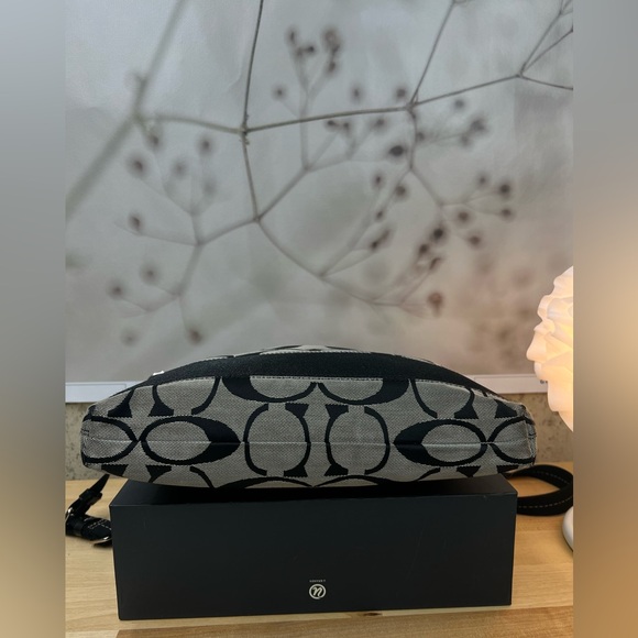 Coach Signature Jacquard North South Crossbody or Shoulder Bag Black Canvas - Picture 11 of 16